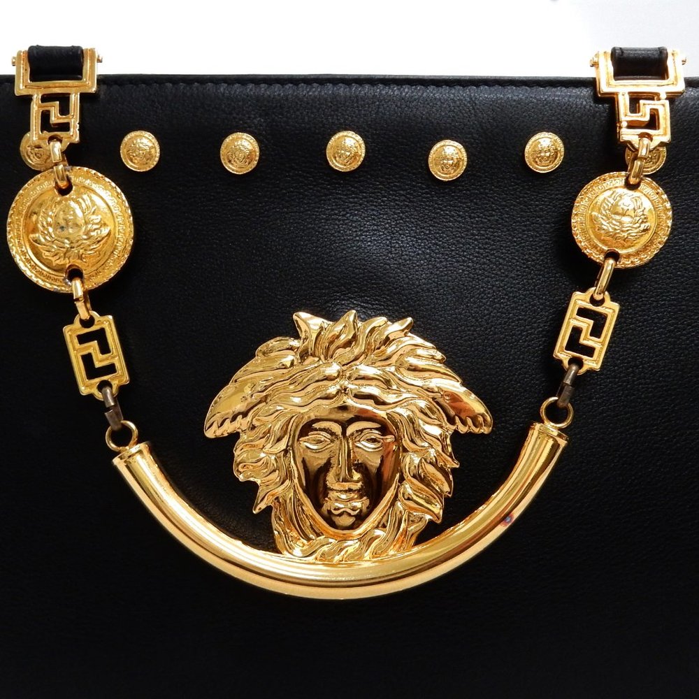 Versace Gold Medusa Leather Hand bag! Stunning! - Picture 2 of 13